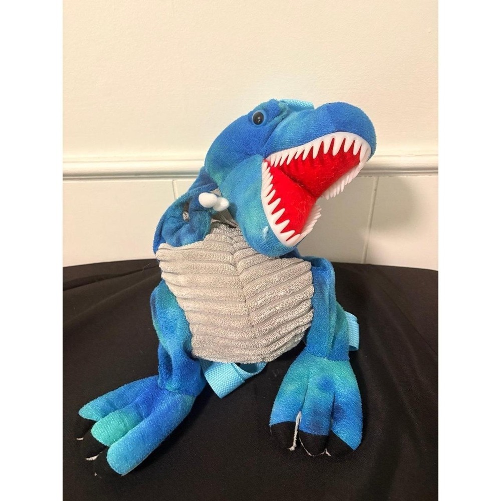 Dinosaur T-Rex Plush Blue Backpack Adjustable Straps Zip Close Hobby Lobby Rare